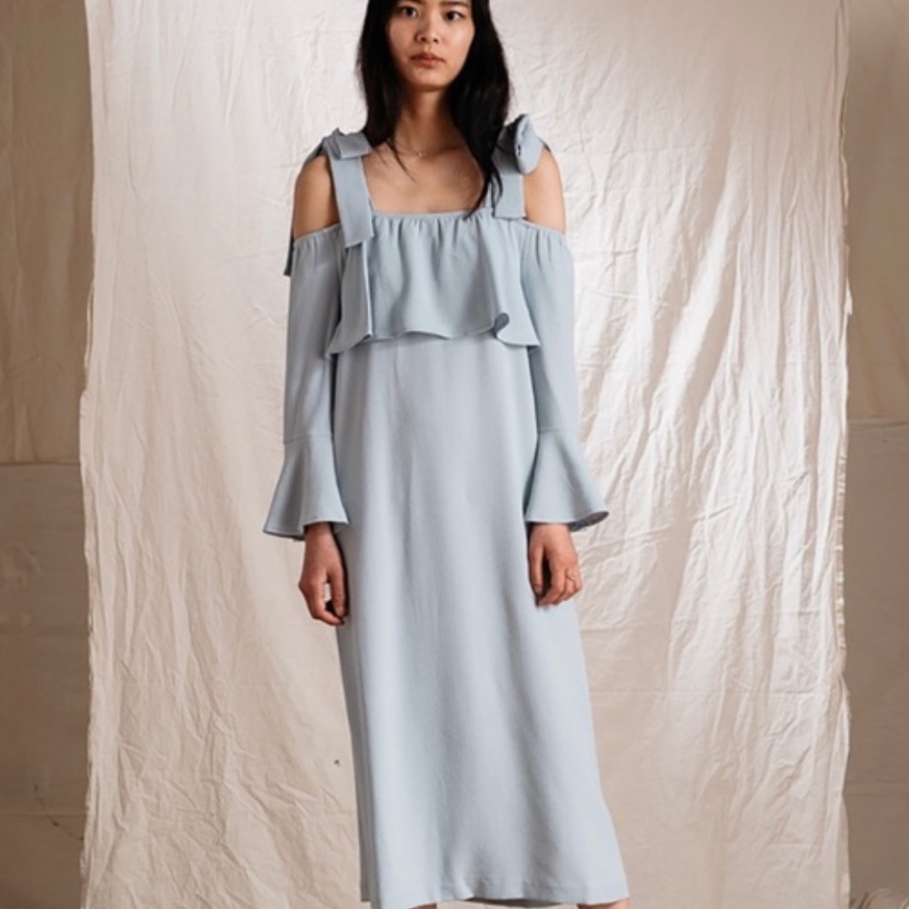 GANNI Blue Crepe Dress